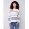 Striped Hairy Yarn Sweater - Multicolor