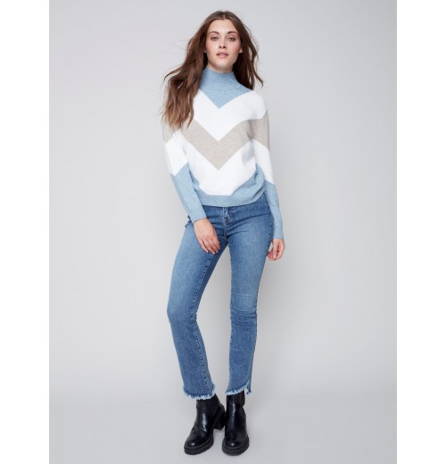 Sweater with Chevron Stripes - Snowflake