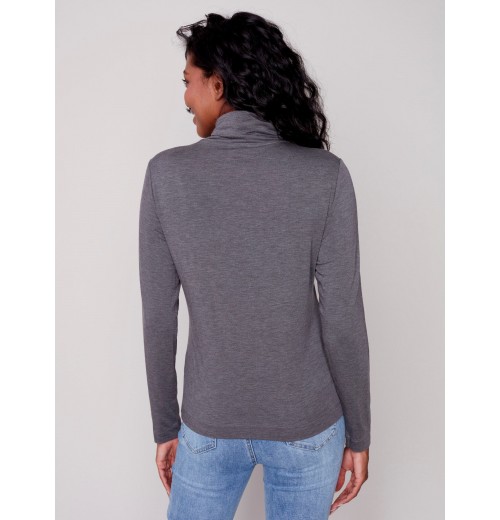 Tencel Turtleneck Top - Charcoal