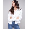 Twill Jean Jacket with Frayed Edges - White