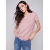 V-Neck Linen T-Shirt - Dusty Rose